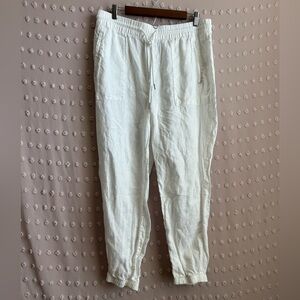 Athleta‎ Retreat Linen Jogger Relaxed Fit Sz 14 White